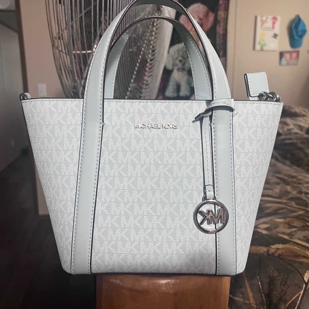 Michael Kors Blue Satchel with Structured Design